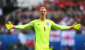 LENS, FRANCE - JUNE 16: Joe Hart of England gestures during the UEFA EURO 2016 Group B match between England and Wales at Stade Bollaert-Delelis on June 16, 2016 in Lens, France.  (Photo by Matthias Hangst/Getty Images)